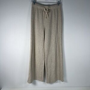 OGL Pants Womens M Tan Khaki Wide Leg High Rise Pull On Fleece Lounge Pant